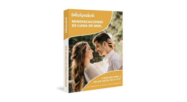 Caja regalo de Weekendesk 'Minivacaciones de luna de miel', el regalo de boda perfecto para recién casados.