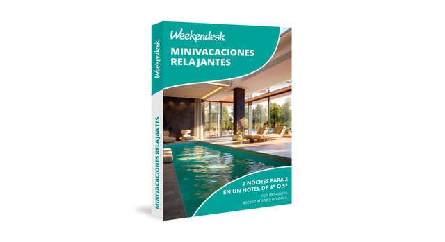 Caja regalo 'Minivacaciones relajantes' de Weekendesk, ideal para un fin de semana con spa para dos personas.