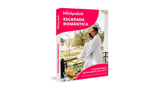 Caja regalo 'Escapada romántica' de Weekendesk, con una noche de hotel y un extra romántico para dos.