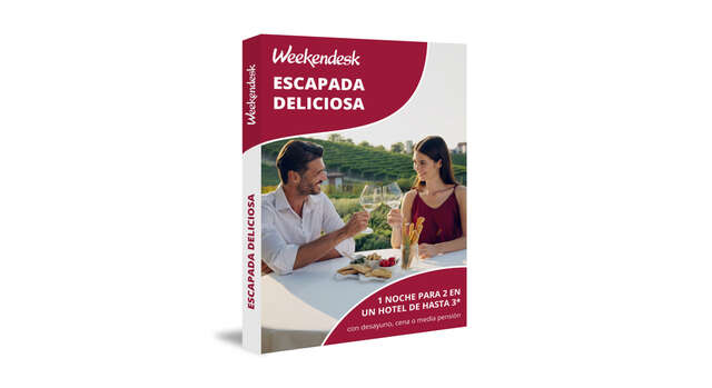 Caja regalo 'Escapada deliciosa' de Weekendesk, con una noche de hotel y cena incluida para dos.