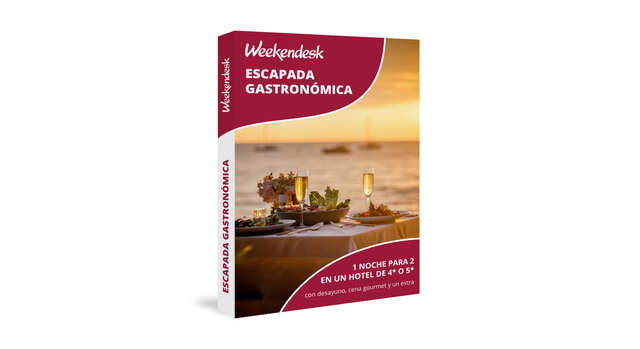 Caja regalo 'Escapada gastronómica' de Weekendesk, para una noche en hotel de 4 o 5 estrellas con cena gourmet.