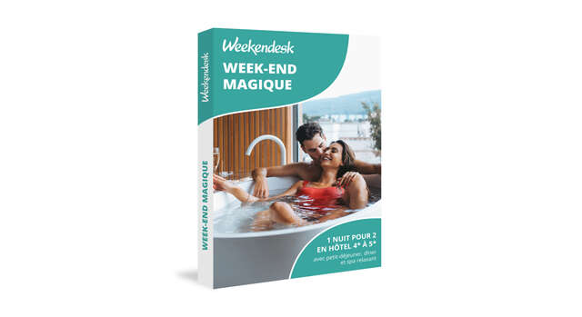 Coffret cadeau 'Week-end magique' de Weekendesk, l'expérience parfaite pour une escapade avec dîner et spa.