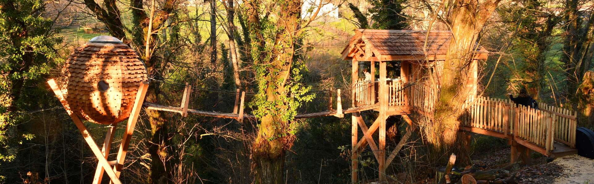 Escapade romantique dans un cocon suspendu en forêt