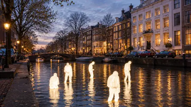 Bewonder Amsterdam tijdens een rondvaart door de grachten in het kader van het Lichtfestival