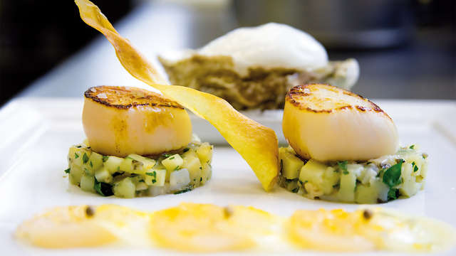 Cena gastronómica y acceso al spa en un castillo francés de Roanne